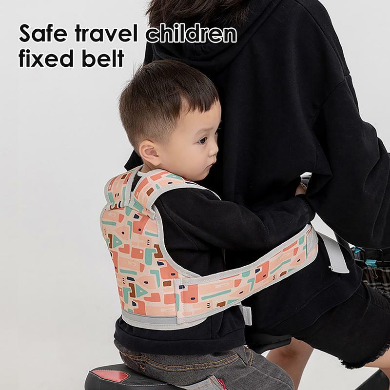 Arnés de seguridad para asiento trasero de motocicleta para niños, cinturón con tira reflectante ancha, 3D, malla transpirable, portátil
