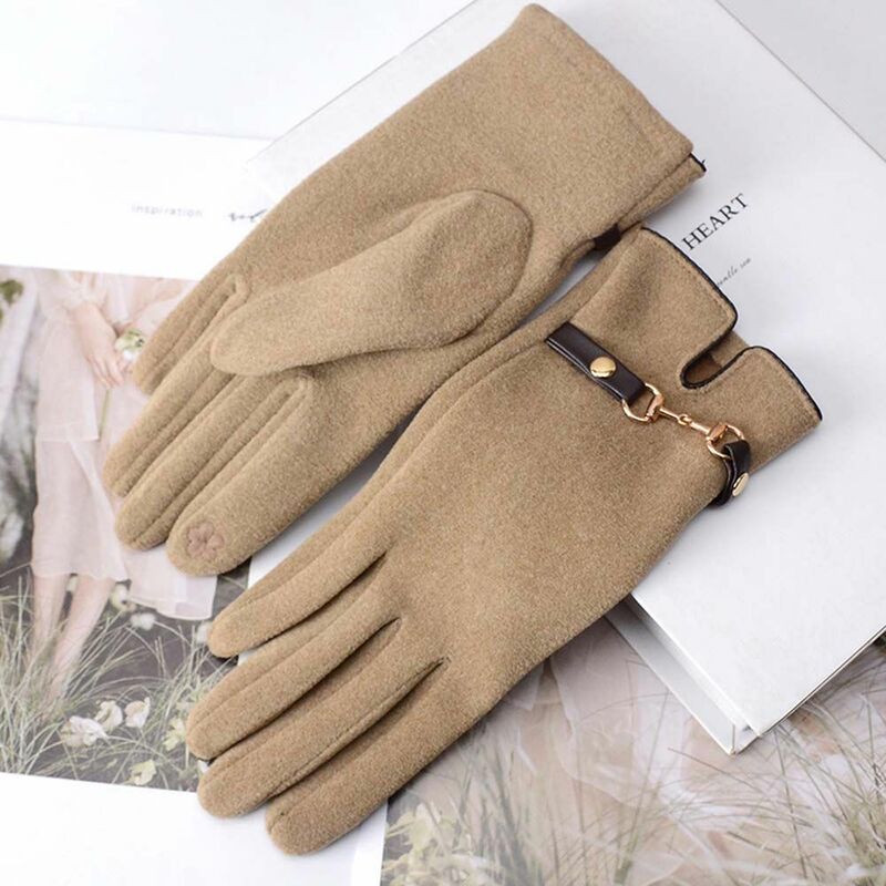 Morbido caldo colore puro più velluto cinque dita guanti Touch Screen da donna guanti da guida guanti femminili guanti in velluto tedesco