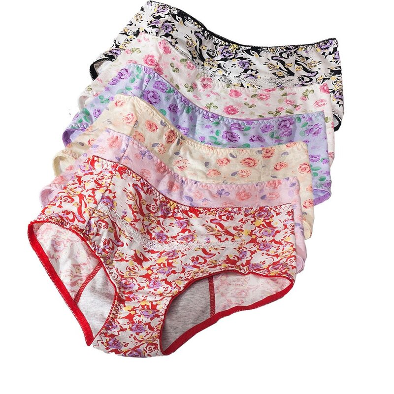 Printed Leak-proof Period Underwear Extended Front Leak-proof Comfortable Skin Breathable Mid-waist Menstrual Pants