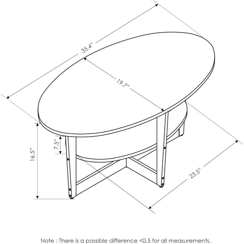 Furinno-mesa de centro, 1 paquete, roble francés gris/negro