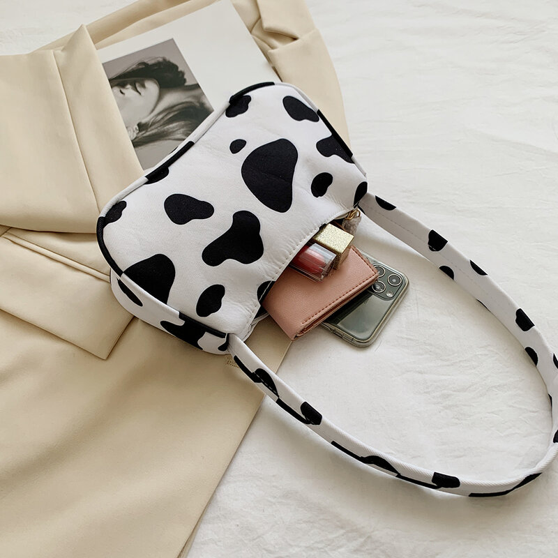 Teste padrão animal impressão lona ombro underarm saco do vintage senhoras pequenas bolsas bolsa casual all-match moda feminina sacos quadrados