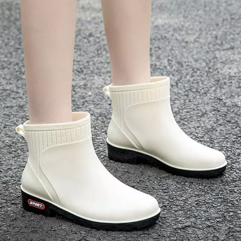 Botas de água para mulheres, Sapatos de borracha de tornozelo, Work Garden Galoshes Rainboots impermeáveis, Ladies Rain Boots
