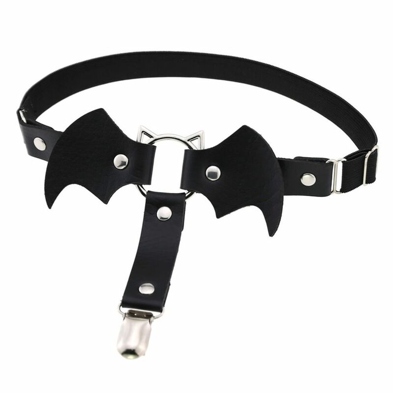 Goth Style donna bretelle accessorio Cosplay cintura gamba Sexy fibbie in metallo bretelle elastico pipistrello giarrettiera gioielli per il corpo