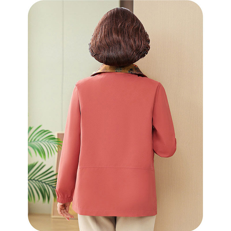 여성용 짧은 바람막이 재킷, 어머니의 용수철, 중국 캐주얼 트렌치 코트, 얇은 프린트 외투, 가을, 2024 신상