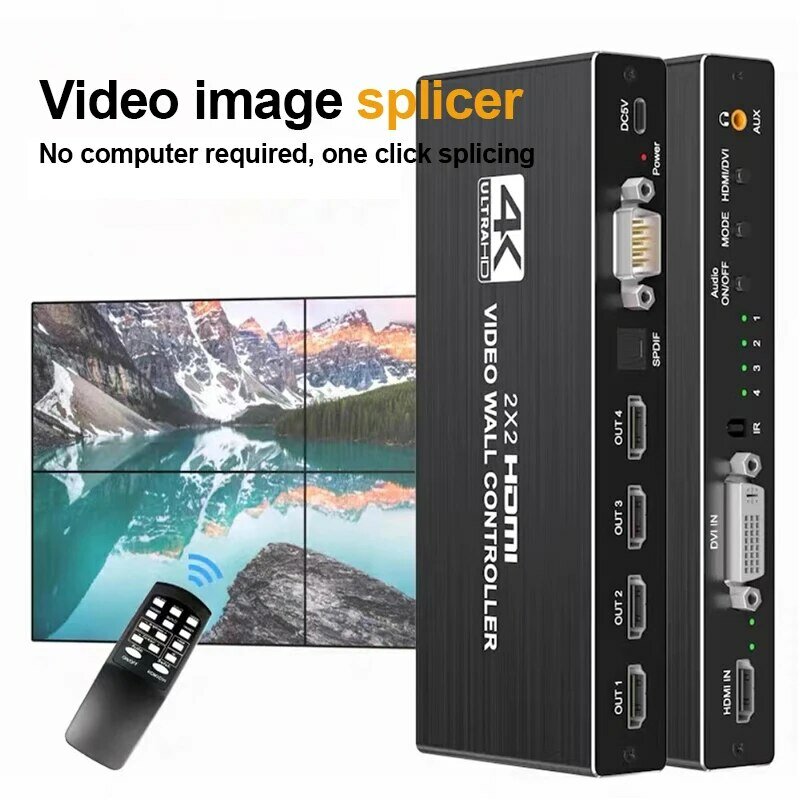 4K HD-MI kontroler ściany wideo 2x2 HD-MI DVI sterownik wyświetlaczy naściennych 1x2x2x1 1x4x1 1x3x1 4x1 Multi Screen Splicer