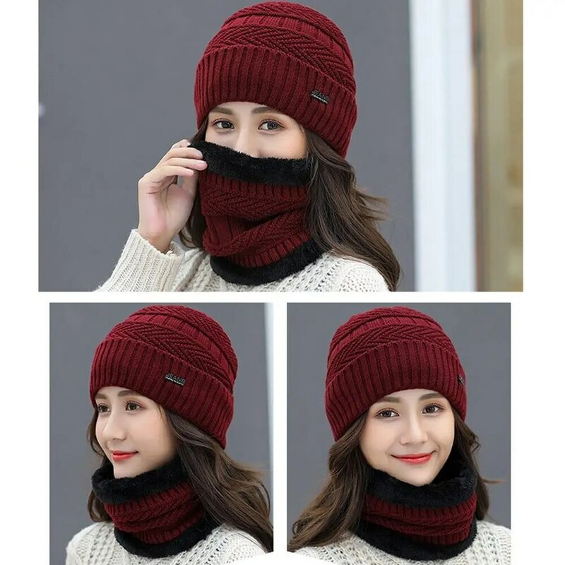 Men Women Thermal Soft Balaclava Knitted Hat Neck Scarf Cap Beanie Hat Scarf