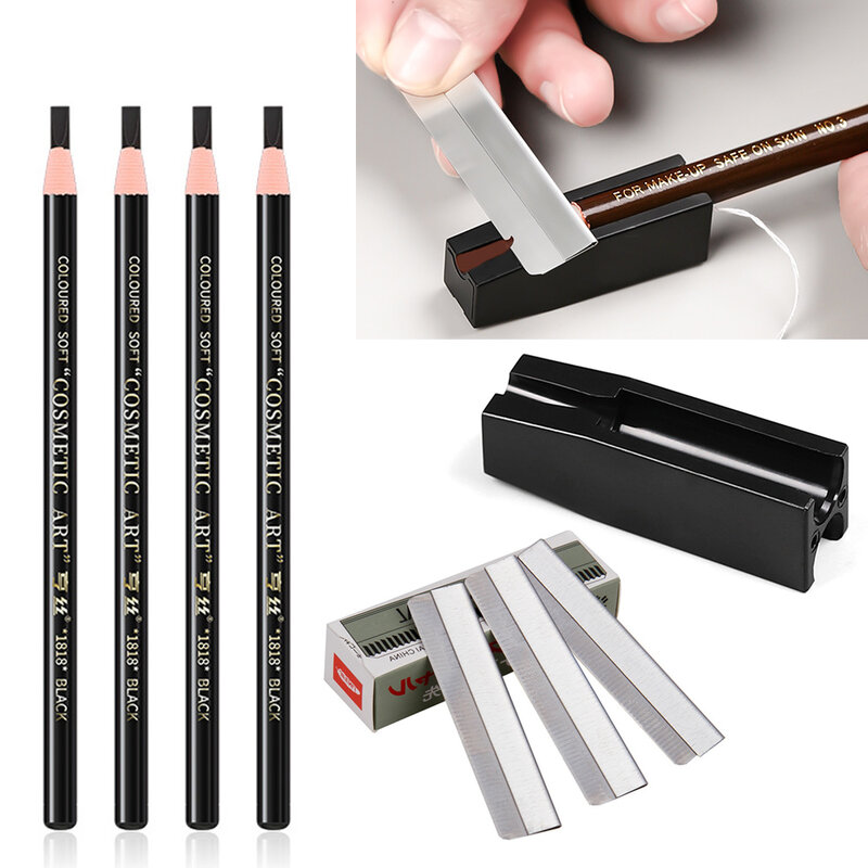 Eyebrow Pencil With Sharpener Brow Trimmer Microblading Supplies Set Professional Eyebrows Sharpening Tip Thin Art Makeup Tools