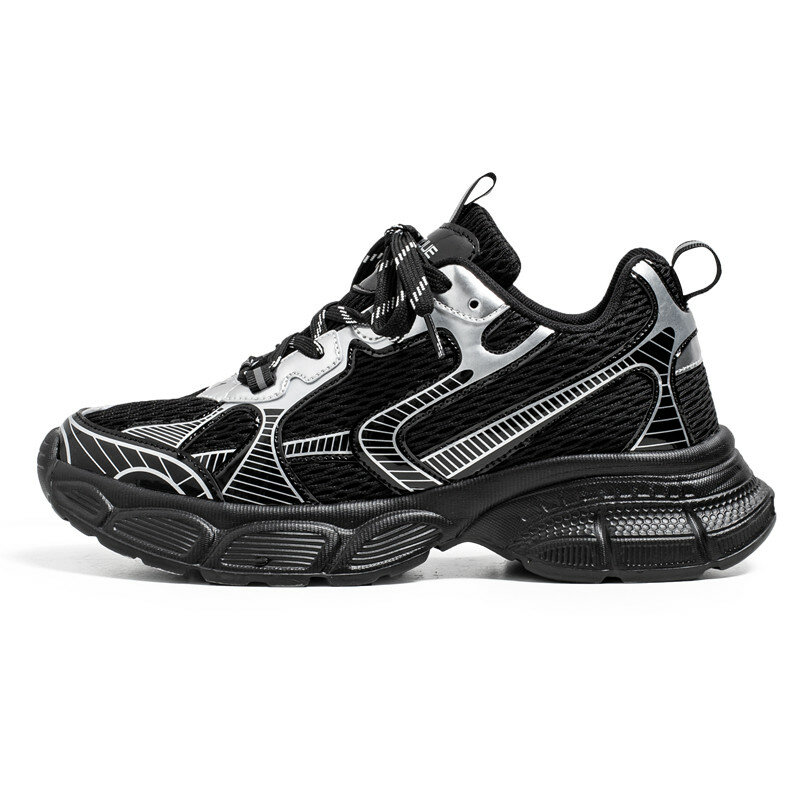 Мужские повседневные кроссовки, дышащая сетчатая обувь на платформе для бега, Уличная обувь на шнуровке