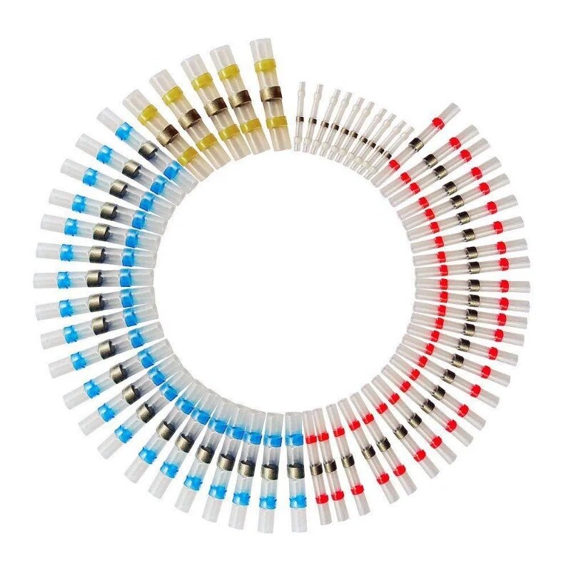 300ชิ้นแหวนบัดกรีกันน้ำขั้วกลางหดได้ความร้อนสีแดง100สีน้ำเงิน100สีขาว70สีเหลือง30