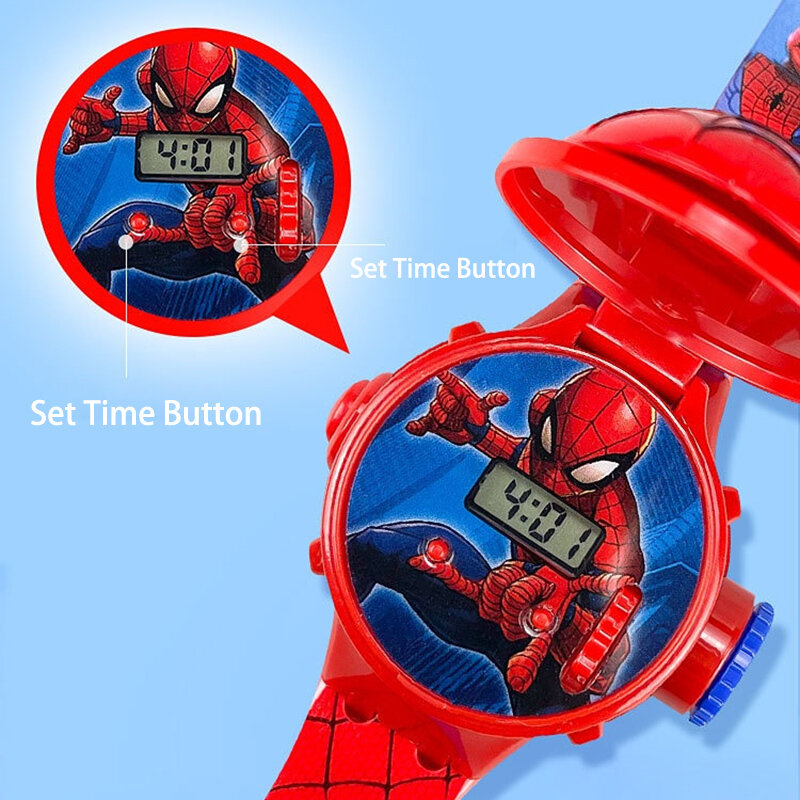디즈니 공주 어린이 시계 프로젝션 슈퍼 영웅 아이 디지털 시계 손목 선물