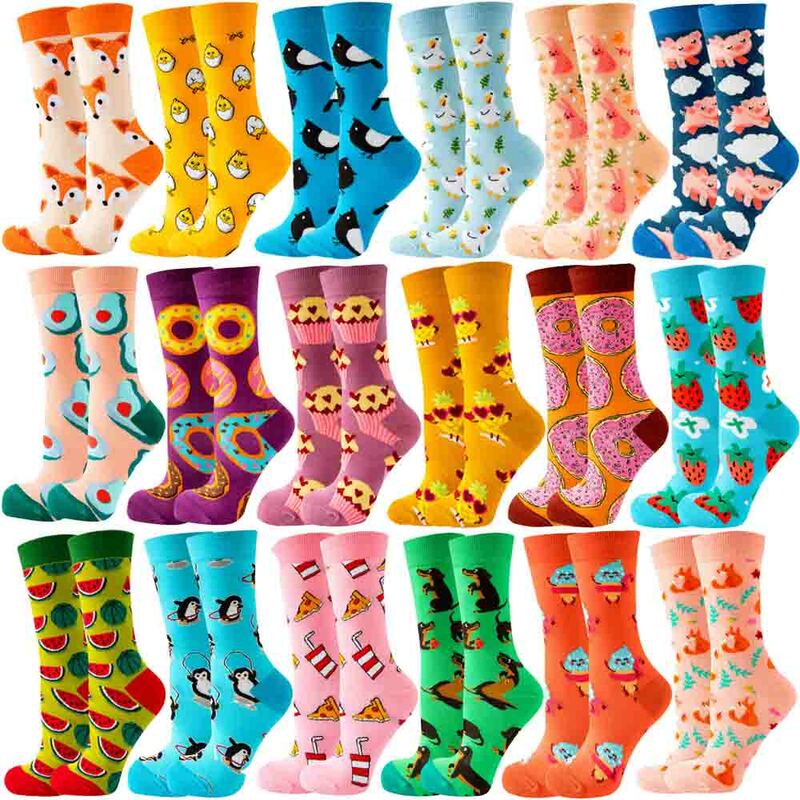 Nette Frauen Socken Cartoon Tier Lebensmittel Obst Socken Kawaii Lustige Trendy Socken Glücklich Harajuku Casual Socken Herbst Frühling Strumpf