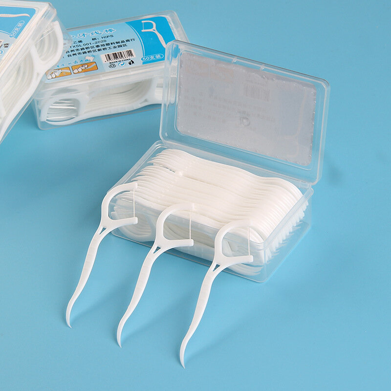 Palillo de dientes ultrafino desechable, hilo dental portátil de doble cabeza, 50/100 piezas
