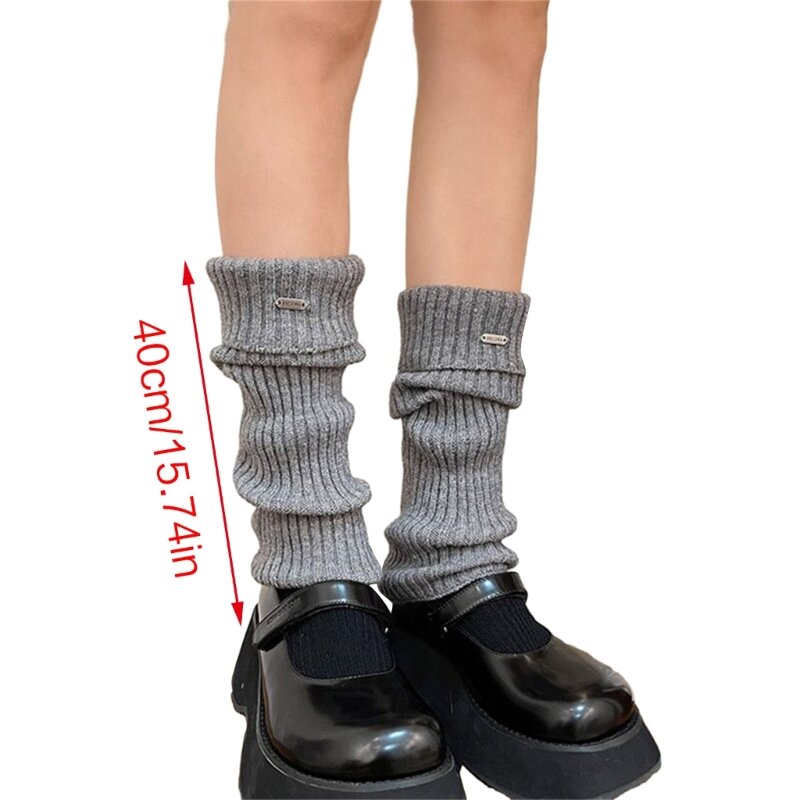 여성 긴 튜브 니트 다리 슬리브 발 커버 미끄럼 방지 따뜻한 두꺼운 쌍 스타킹 T8NB