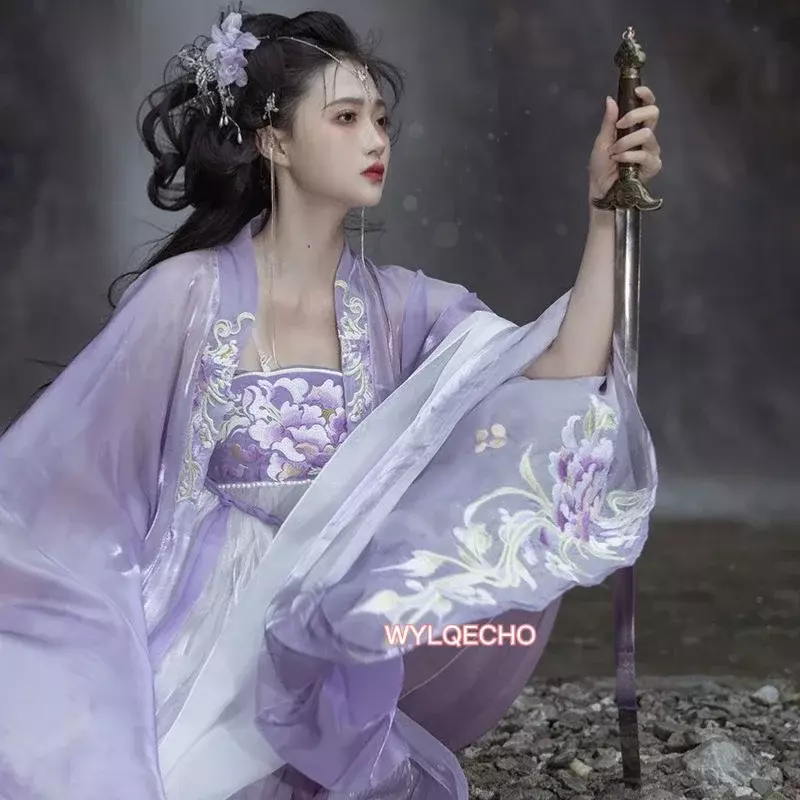 2023 mantel Hanfu gaya Cina Tradisional sehari-hari Hanfu murni Han Tang murni kardigan sifon wanita kuno pakaian Cina untuk wanita