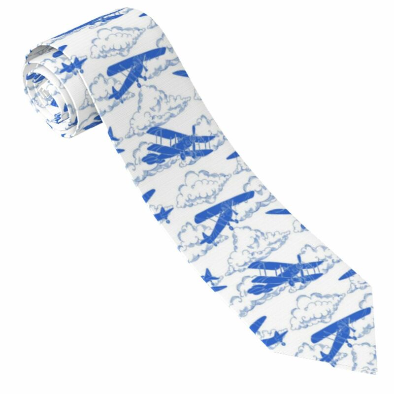 Mens Tie Classic Skinny Clouds And Airplanes Neckties Narrow Collar Slim Casual Tie Gift