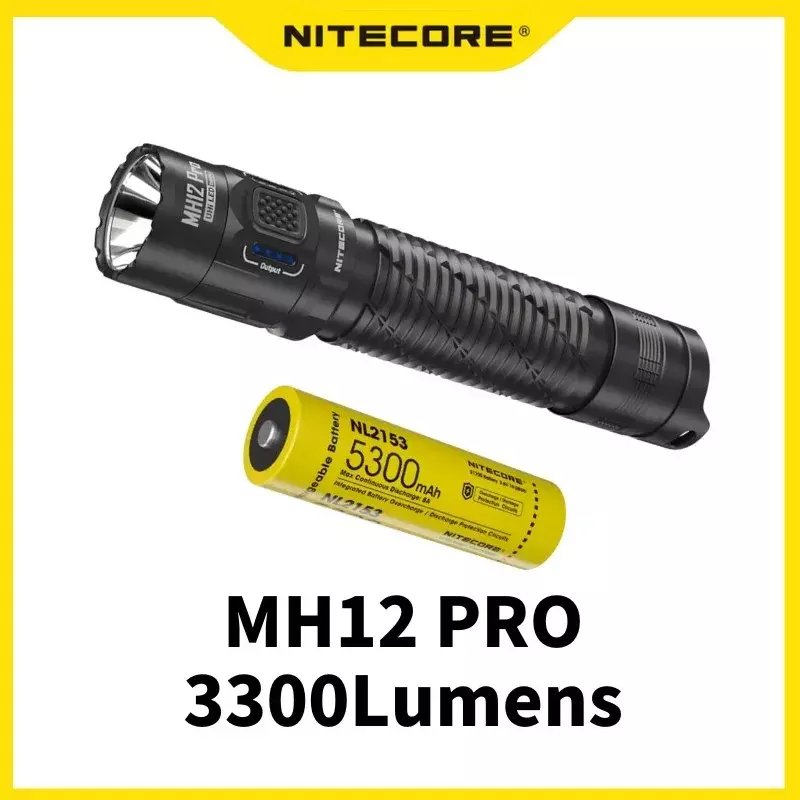 NITECORE MH12 PRO 충전식 손전등, 3300 루멘, 21700 5300mAh 배터리 포함