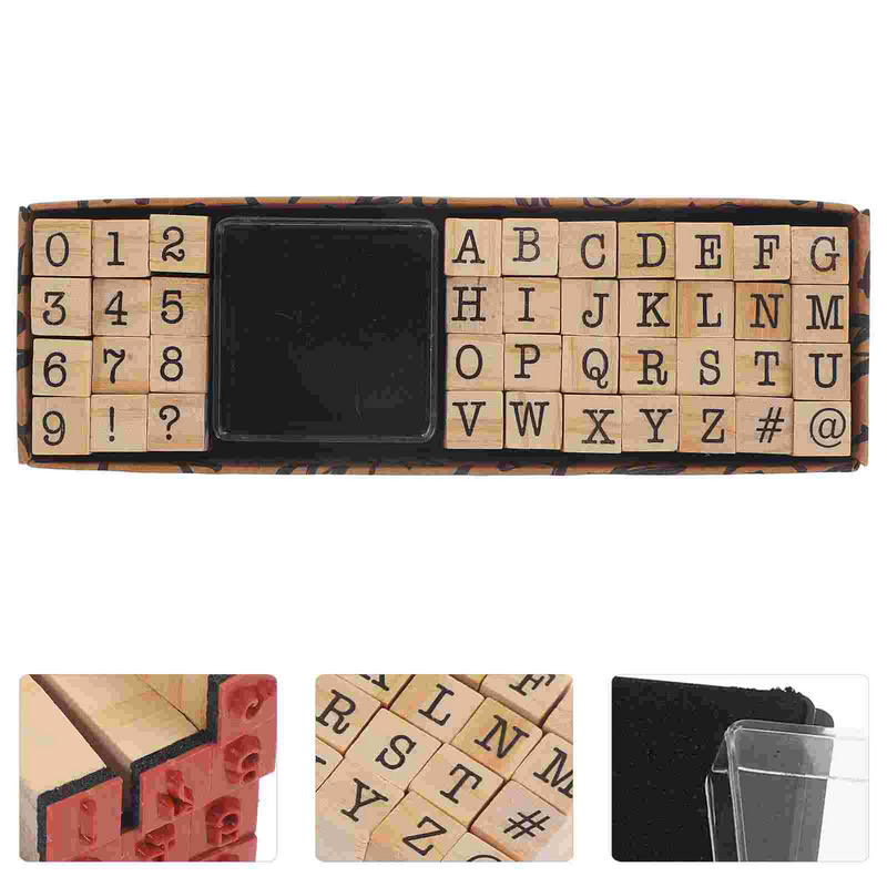 Selo alfabeto definido para argila, Selos do alfabeto vintage, Manual de madeira, 40 pcs