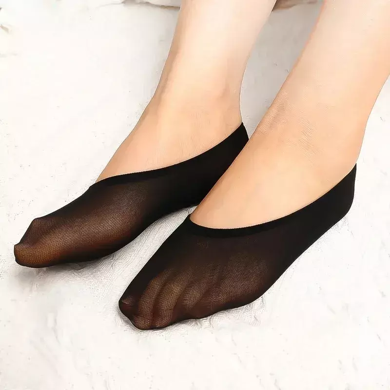 Women Summer Invisible Socks Footsies Shoe Liner Trainer Ballerina Boat Socks Ladies Slippers Transparent Ice Silk Ankle Sox