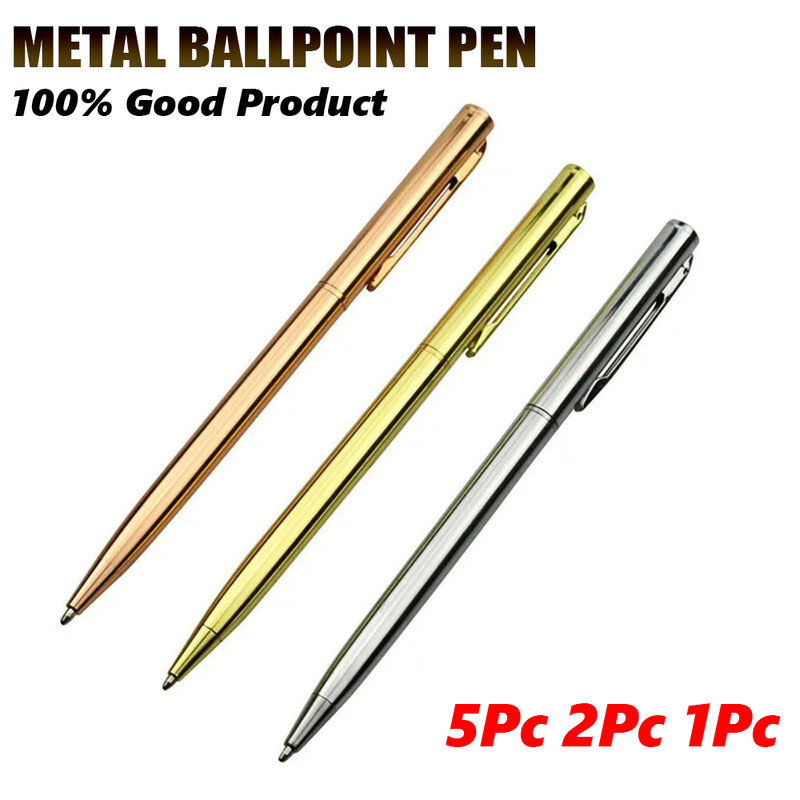 1 ~ 5 Stuks Balpen 1.0Mm Metallic Handtekening Zakelijk Cadeau Pen Goud Zilver Rose Goud Drie Kleur Optioneel
