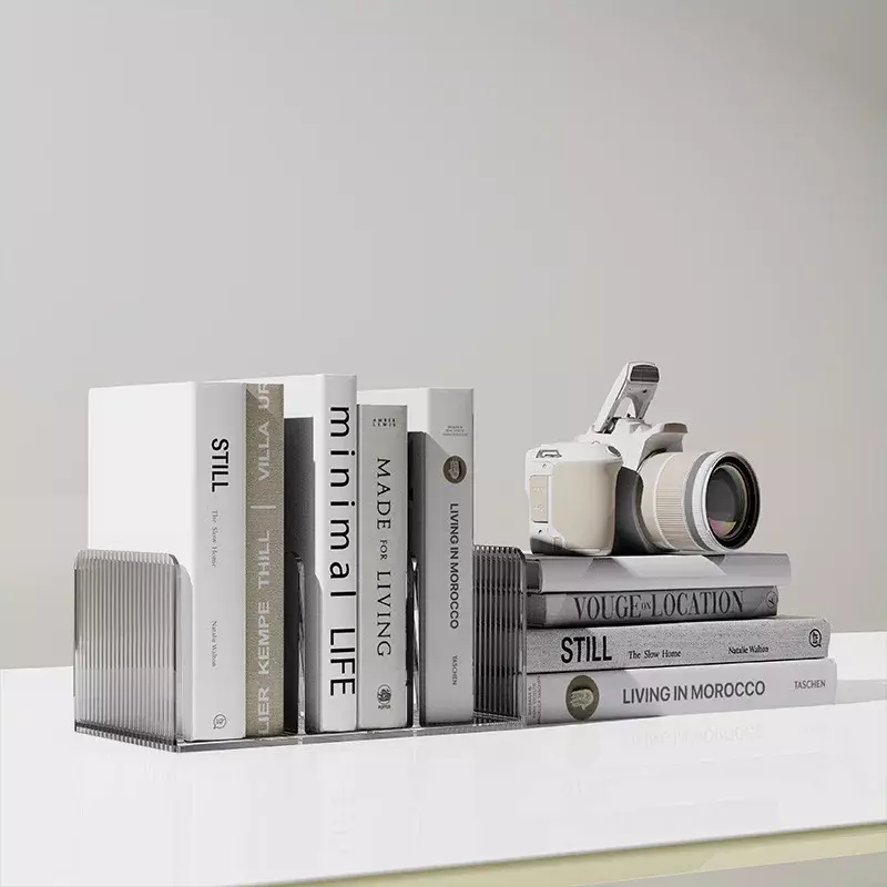 Transparent Bookends Stand Bookshelf Desktop Decorative Storage Rack Bookend Book Holder School Stationery