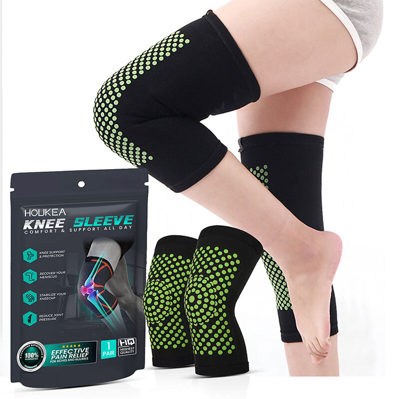 Bantalan lutut hangat untuk pria, 1 pasang bantalan lutut Olahraga Lari dan Fitness luar ruangan, set bantalan lutut hangat dingin