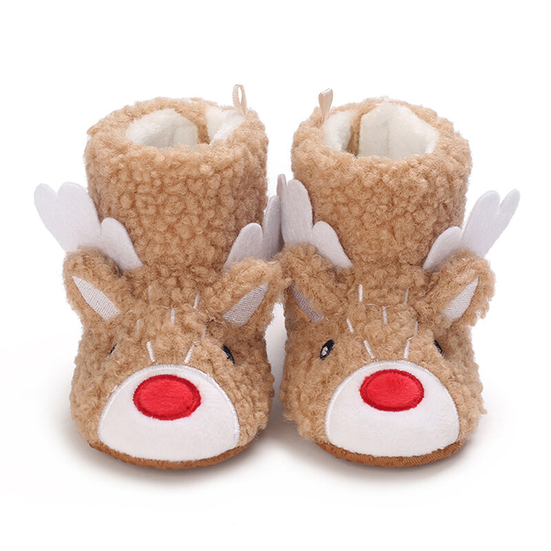Dziecko buty świąteczne, miękka podeszwa Cartoon Elk antypoślizgowe buty pierwsze Walker buty niemowlęce na zimę