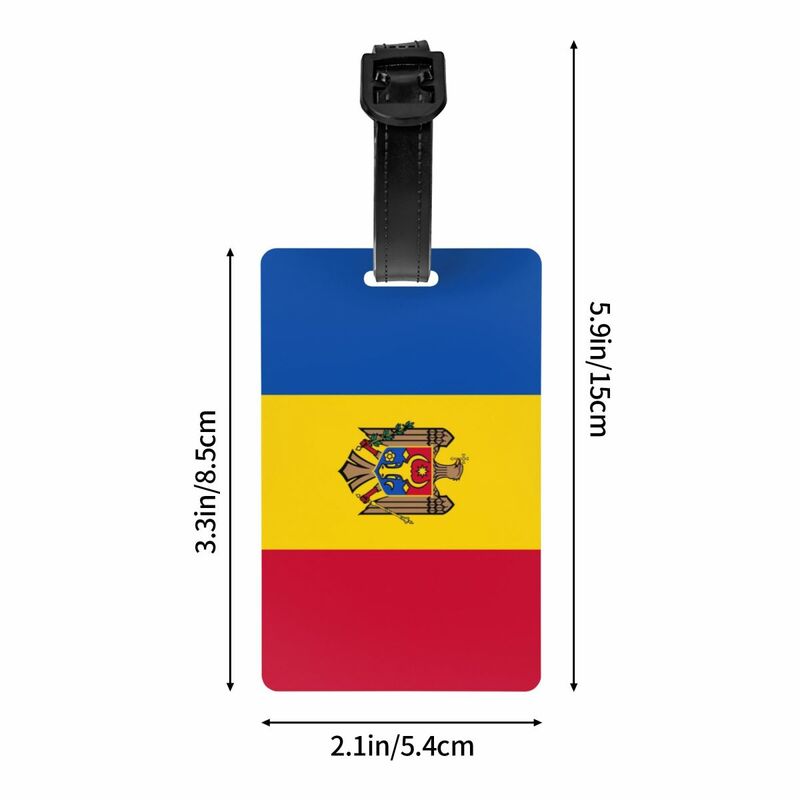 Bandera de Moldavia etiqueta de equipaje, cubierta de privacidad, etiqueta de identificación