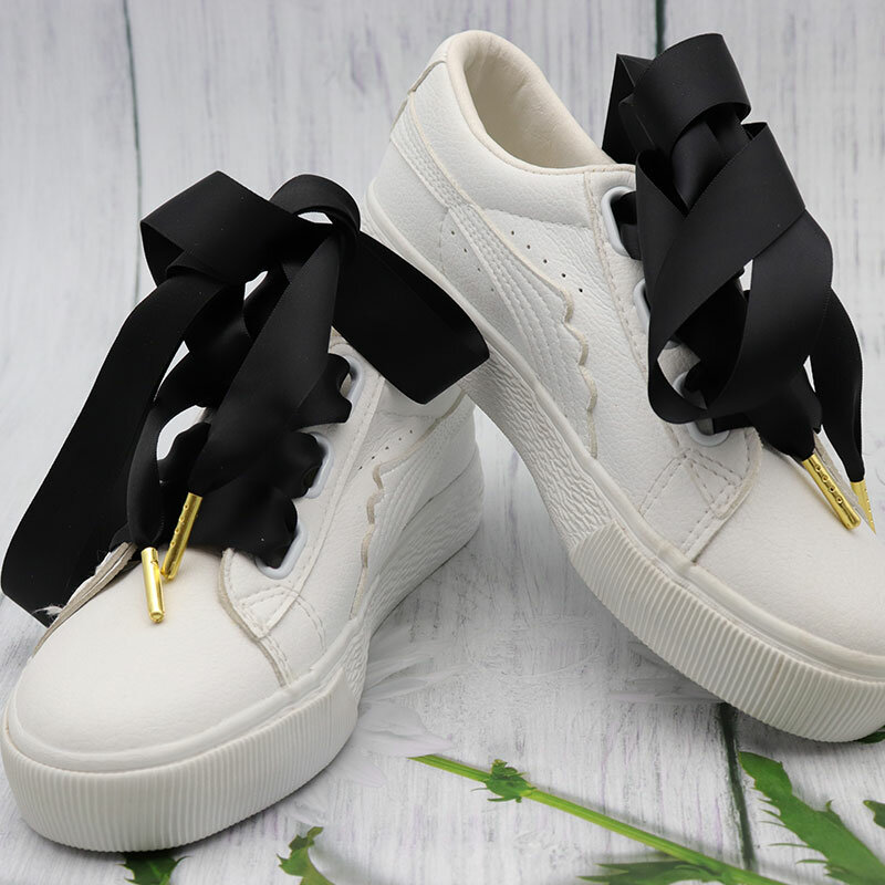 Tali Sepatu Pita Warna-warni Lebar 22MM dengan Ujung Logam Emas untuk Personalisasi Akhir Tali Satin Pemasangan Gratis Zapatillas Mujer