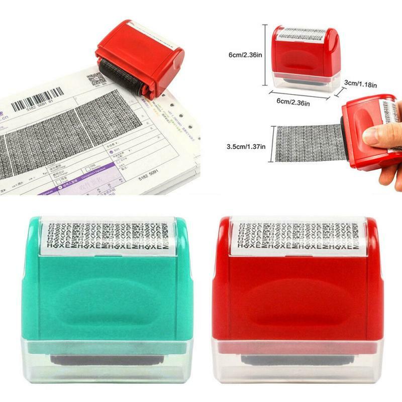 Identity Theft Prevention Stamp Identity Guard Roller Stamp Wide Rolling Security Stamp 6X6X3cm (Red)