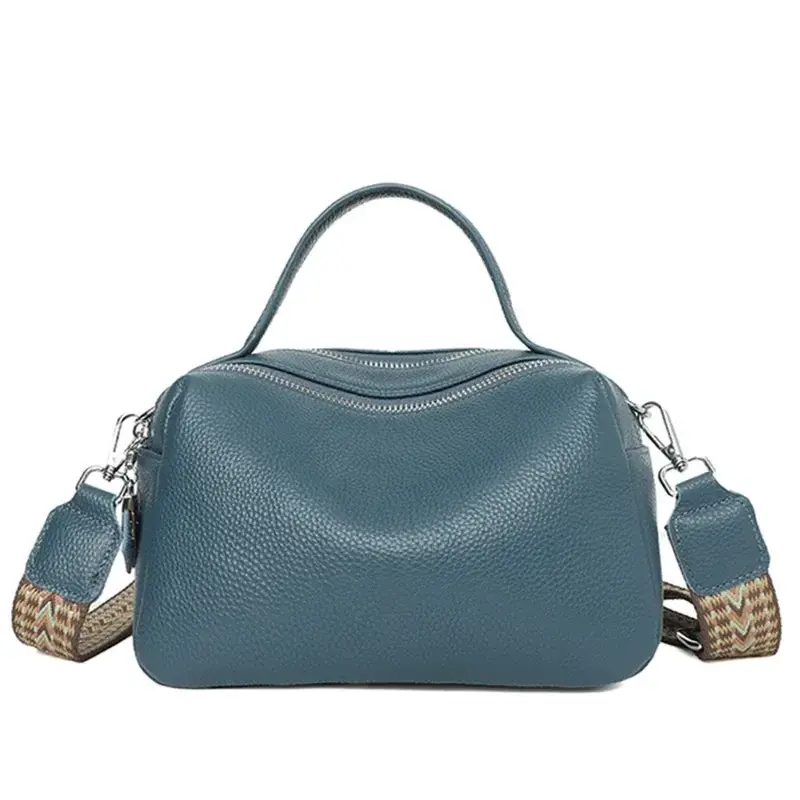 KP06  Genuine Leather Handbag Fashion Women Shoulder Messenger Bag Solid Color Cowhide Tote Fashion