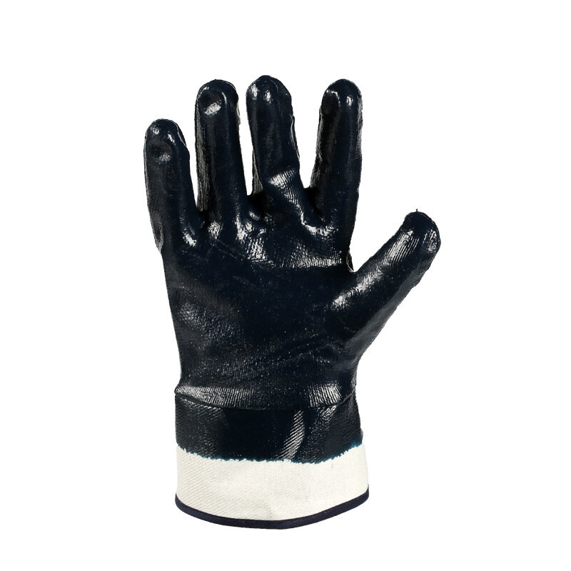 Canvas Big Mouth Nitrile Oil-resistant Gloves Blue Wear-resistant Oil-proof Waterproof Full-hanging Glue Labor Insurance