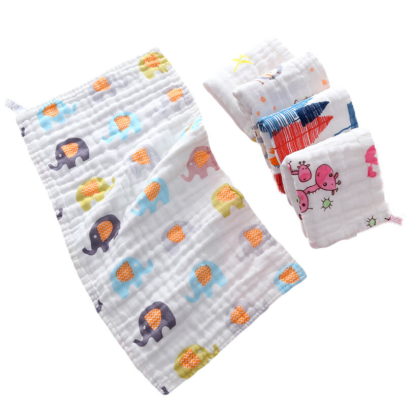 Burp Cloth Soft Newborn Muslin Infant Cartoon Cotton Feeding Towel Bib Absorbent Saliva Burp Cloth Baby Stuff Kid Stuff 25x50CM