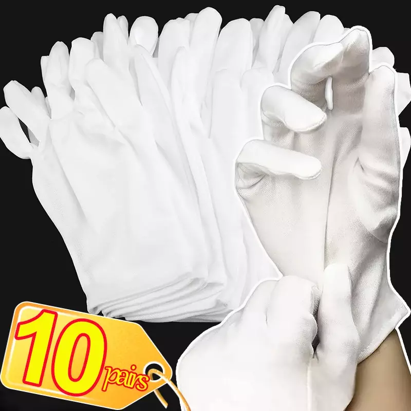 Белые хлопковые рабочие перчатки оптом для сухой обработки пленки спа перчатки церемониальные Высокие технические рабочие инструменты для уборки дома