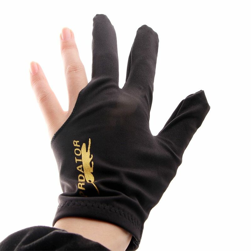 Guantes lisos de billar Bilardo para mano izquierda, accesorios para billar, tres dedos separados, color negro