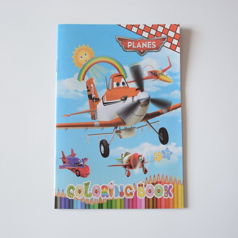 1 buah buku mewarnai & stiker Inggris 32K (140x204cm) buku mewarnai grafik kartun anak-anak