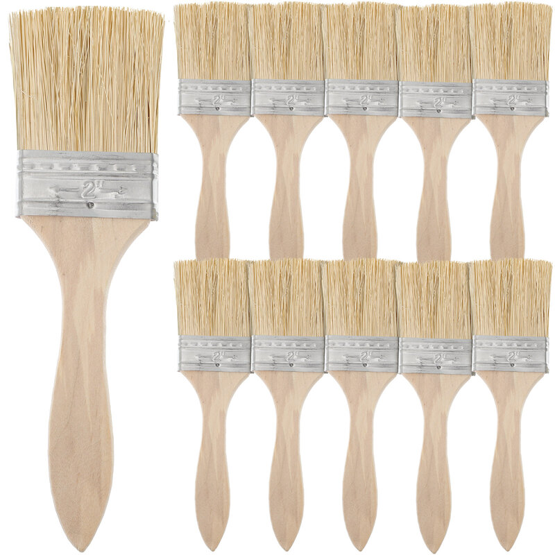 10Pcs Thickened Wooden Handle Paint Brush House Decoration Butter Mixed Fiber Painting Brush Paint Application Tools