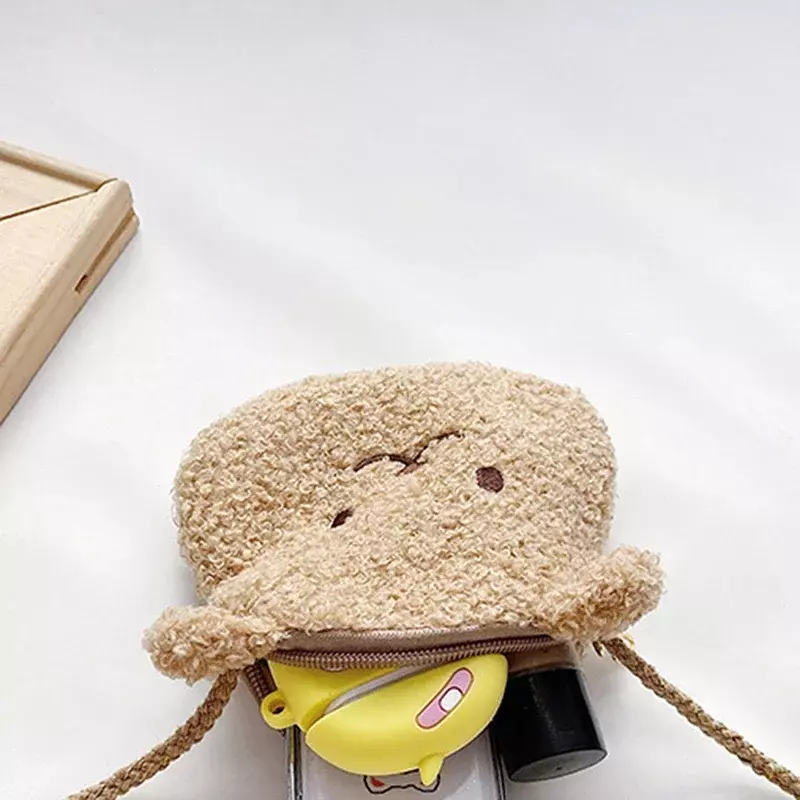 Miękki pluszowy niedźwiedź królik kreskówka dzieci portmonetka śliczne zwierzę Zipper dziecko torba na ramię torba listonoszka dla dziewczynek torebka Mini torebka