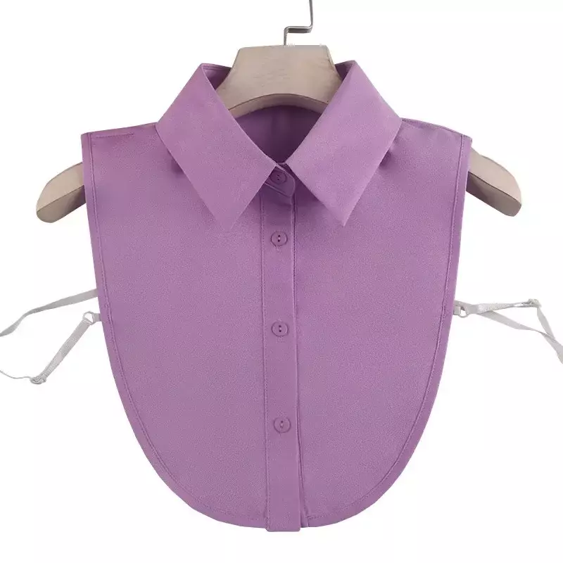 Camisa de solapa púrpura para niñas, cuello desmontable, camisa de solapa extraíble, cuello falso, accesorios de suéter falso