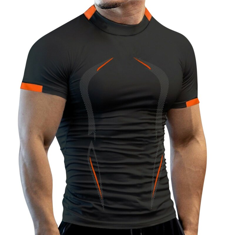 Camiseta transpirable para hombre, camisa de secado rápido para gimnasio, entrenamiento, Fitness, correr, novedad de verano