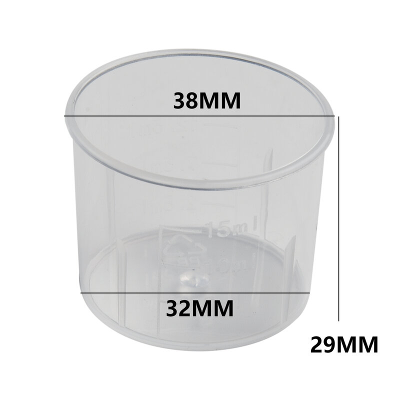 투명 투명 플라스틱 약품 눈금 측정 컵 용기, 주방 또는 실험실용, 10 개, 15ml, 30ml