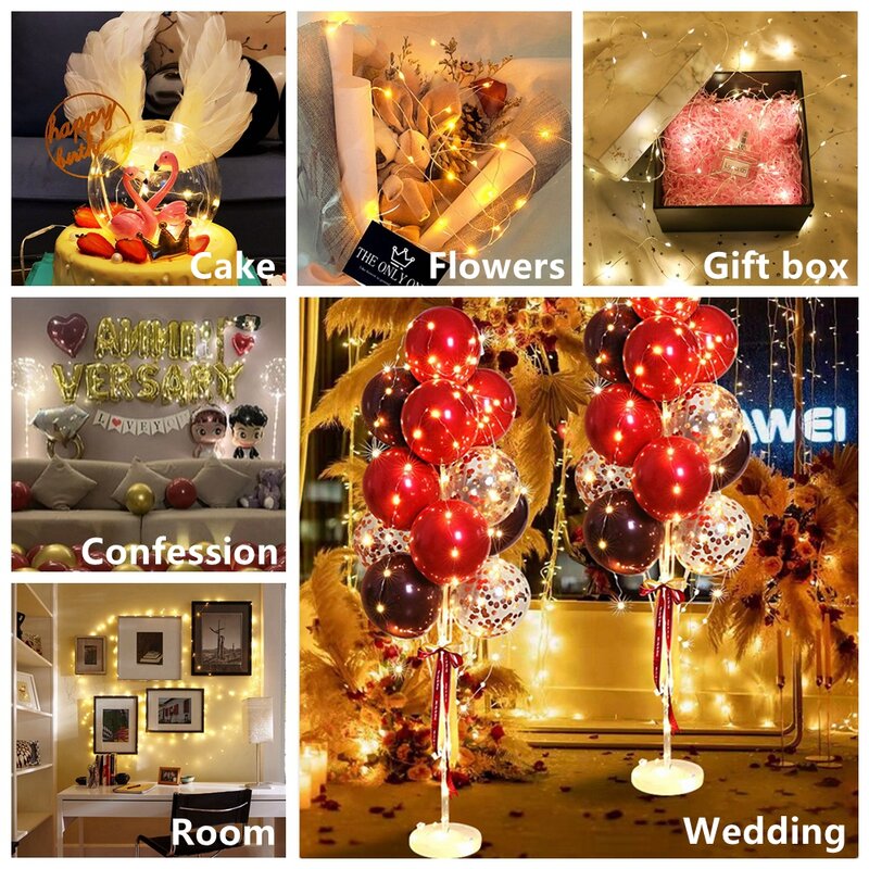 Guirnalda de cuerdas Led con alambre de cobre, iluminación con batería para Navidad, dormitorio y decoración para fiesta de boda, 1M, 2M, 5M, 10M