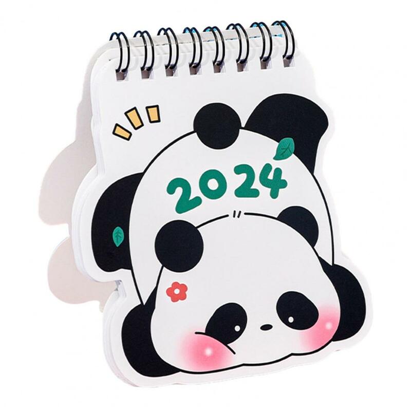 Desk Calendar with Cartoon Panda Pattern, Mini Calendário, Gerente, Plano de Tempo, Casa, Escola, Escritório, 2024