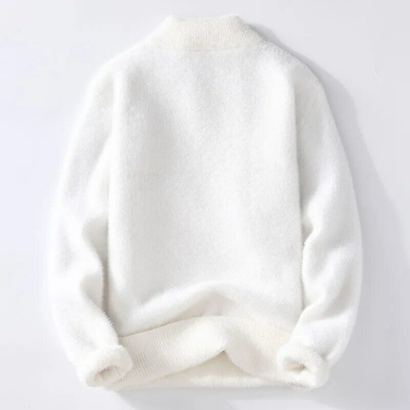 Markowa odzież męska jesienno-zimowa wysokiej jakości swetry z dzianiny/męska Slim Fit modna dekolt z dekoltem w szpic wełniany sweter męska