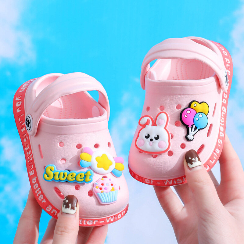 Summer Children Garden Clogs Shoes Boys&Girls Beach Sandal Kids Lightweight Breathable Cute Cartoon Slip On Mules Baby Slipper