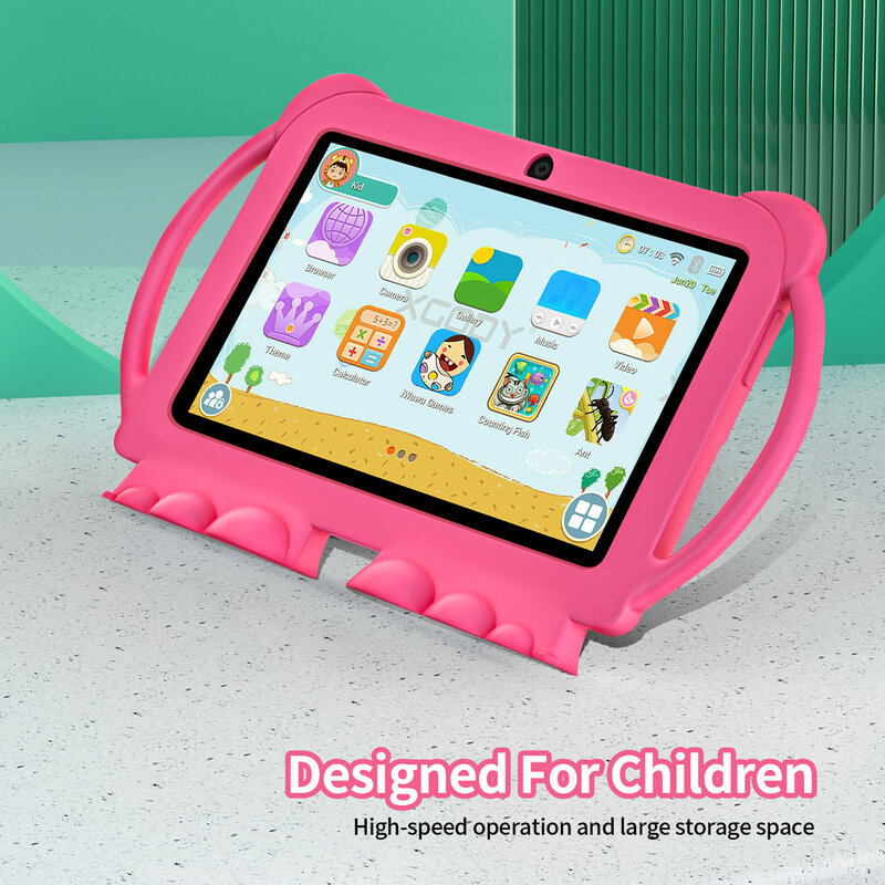 Sauenaneo-Tableta de 8 pulgadas para niños, tablet con android PC, 4000mAh, 2GB de RAM, 32GB de ROM, para aprendizaje, con soporte