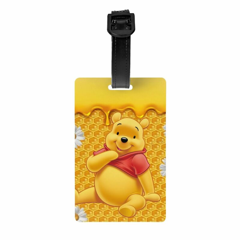 Etichette personalizzate per bagagli Winnie The Pooh per valigie etichette per bagagli con orso simpatico cartone animato etichetta identificativa per la copertura della Privacy