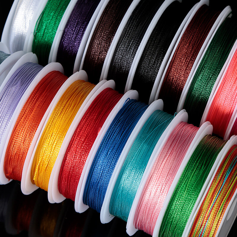 Cordón de nailon para costura de joyas, cuerda de poliéster de 10 metros, 0,2mm, 0,4mm, 0,6mm, 0,8mm, 1,0mm