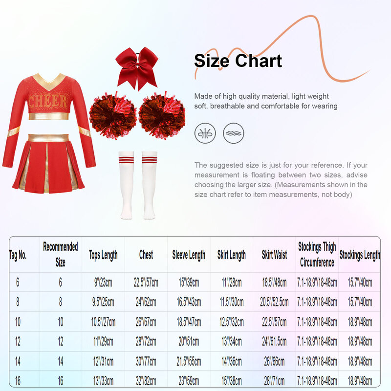 Kids Girls Cheer Leader Costume Outfit Carnival Dance Party uniforme da cheerleader con pon pon stock Schoolgirl Cheer Dancewear