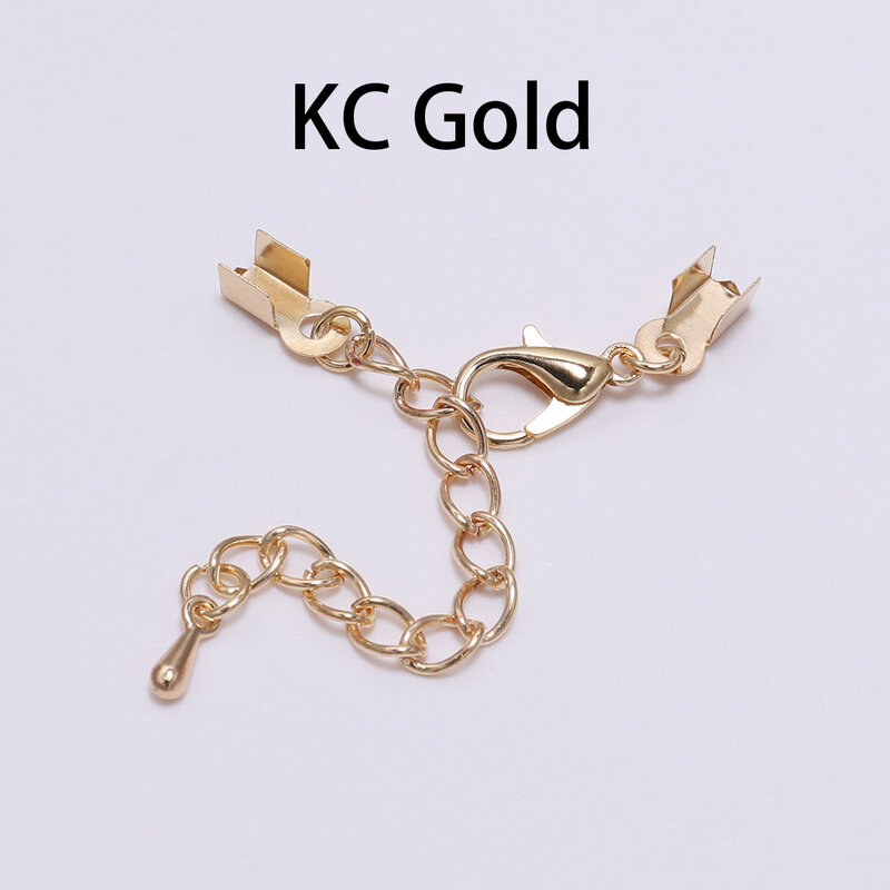 10Pcs/lot Crimp End Caps Bead Lobster Clasps Extended Chains Necklace Connectors String Ribbon Clips For Jewelry Making Supplies