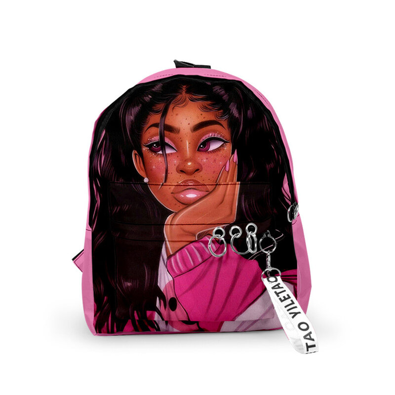 Popular Trendy African Girl Backpacks Boys/Girls pupil School Bags 3D Print Keychains Oxford Waterproof Cute Small Backpacks